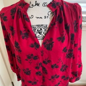 Red worthington blouse, size medium, EUC